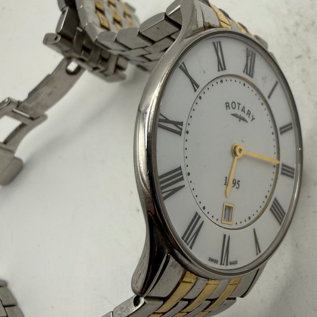 Rotary 1895 Swiss Made Two-Tone White Dial Date Men's Watch (Fully Tested and Working)- £45.00