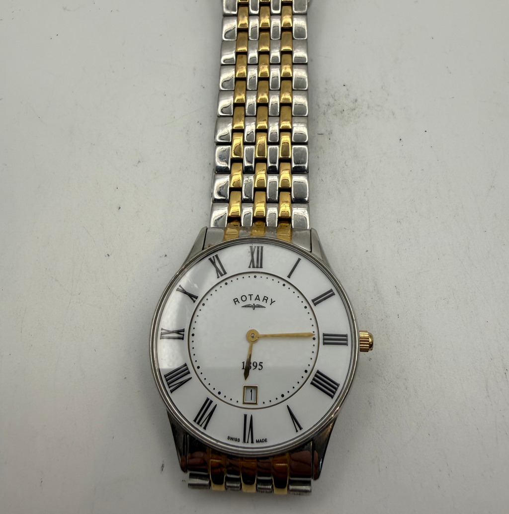 Rotary 1895 Swiss Made Two-Tone White Dial Date Men's Watch (Fully Tested and Working)- £45.00