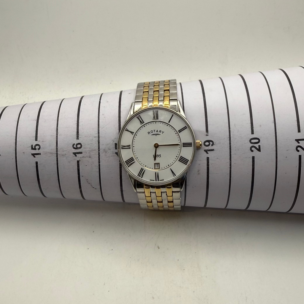 Rotary 1895 Swiss Made Two-Tone White Dial Date Men's Watch (Fully Tested and Working)- £45.00