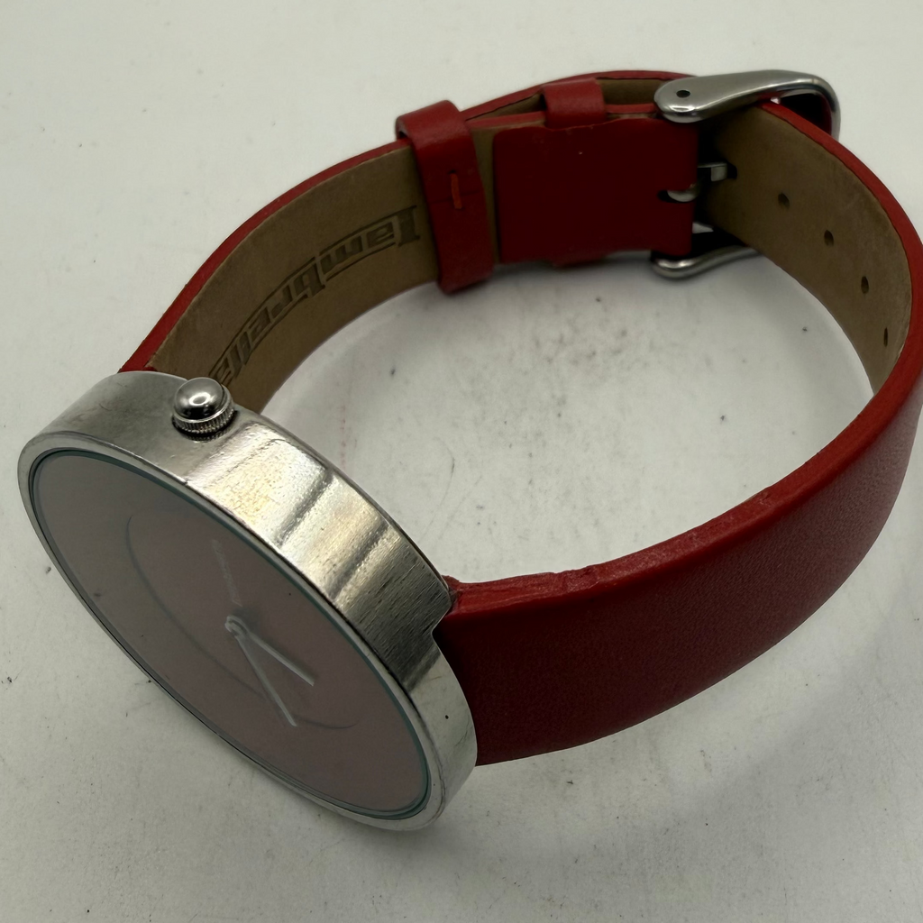 Lambretta Red Minimalist Quartz Watch Red Leather Strap (Fully Tested and Working- £35.00