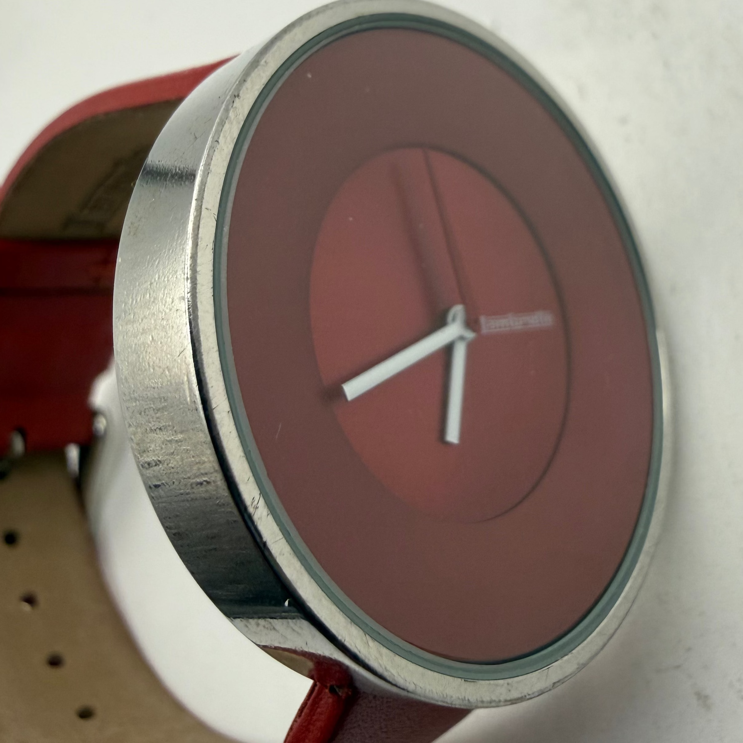 Lambretta Red Minimalist Quartz Watch Red Leather Strap (Fully Tested and Working- £35.00