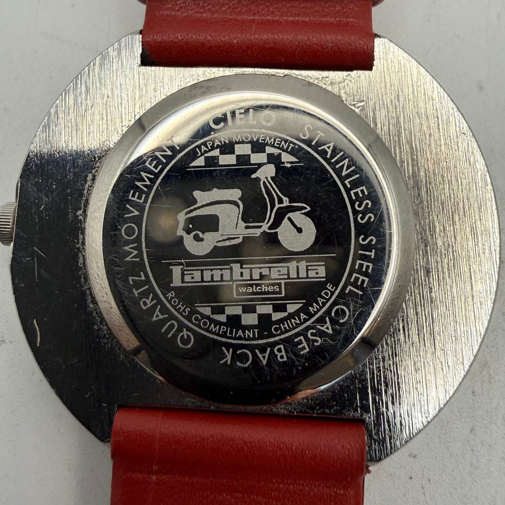 Lambretta Red Minimalist Quartz Watch Red Leather Strap (Fully Tested and Working- £35.00