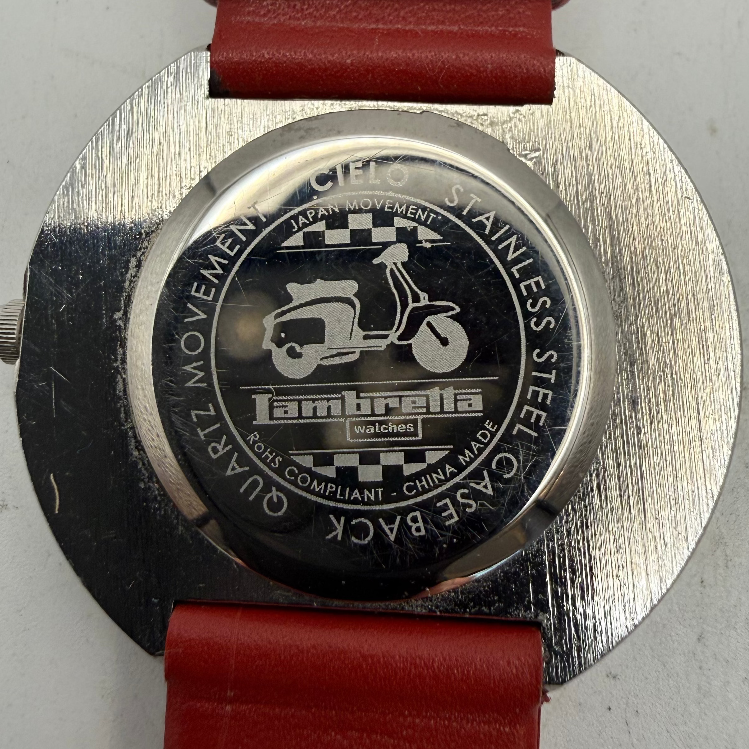 Lambretta Red Minimalist Quartz Watch Red Leather Strap (Fully Tested and Working- £35.00