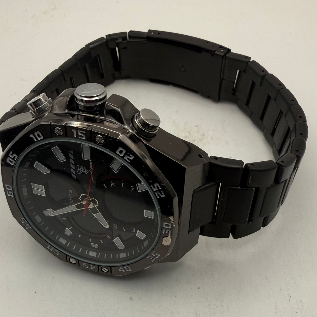 Poedagar Men's Ana-Digi Black Stainless Steel Watch 50mm (Fully Tested and Working)- £35.00