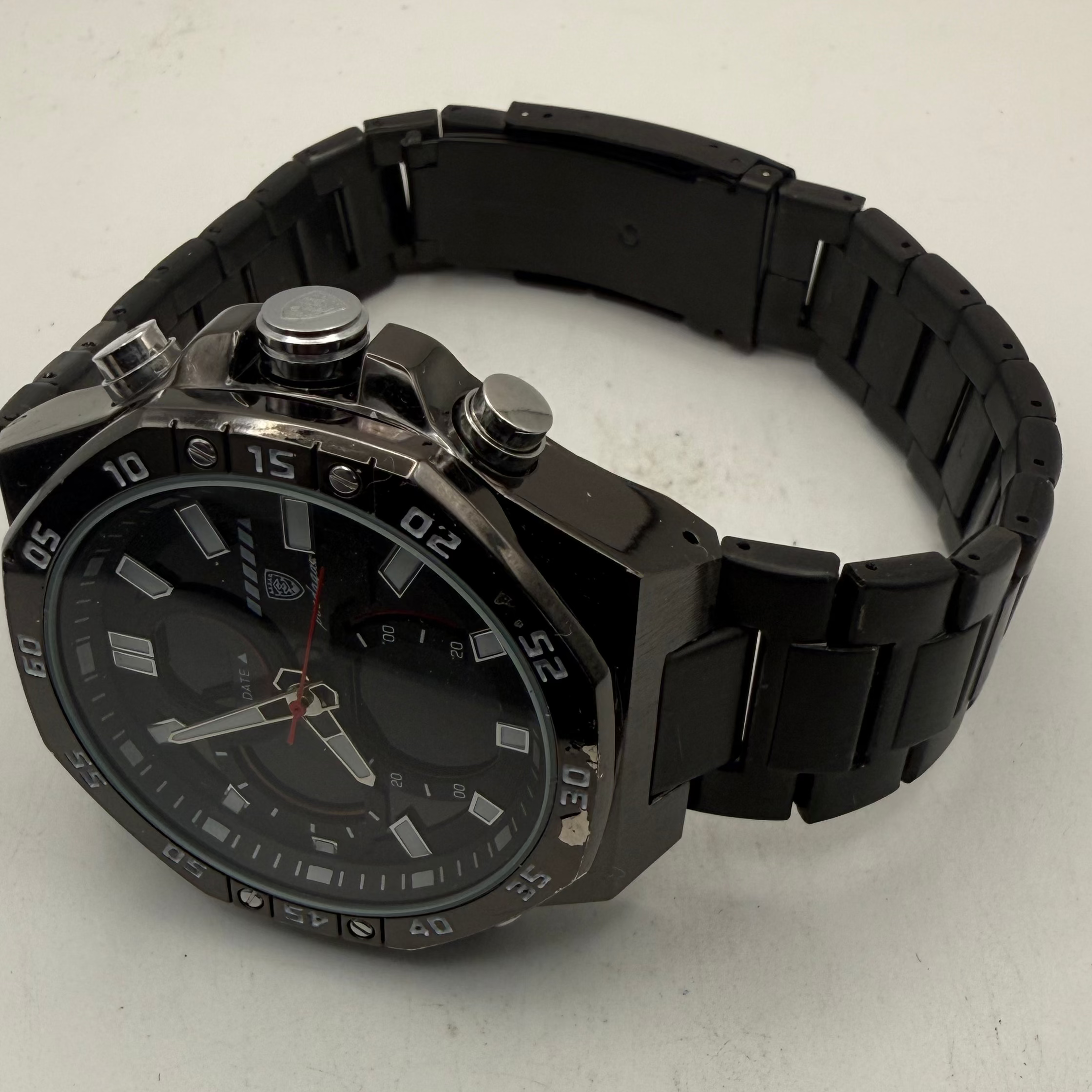 Poedagar Men's Ana-Digi Black Stainless Steel Watch 50mm (Fully Tested and Working)- £35.00