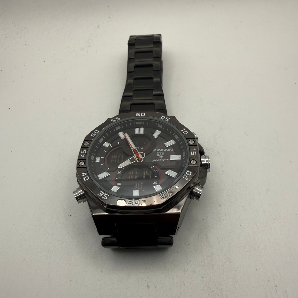 Poedagar Men's Ana-Digi Black Stainless Steel Watch 50mm (Fully Tested and Working)- £35.00