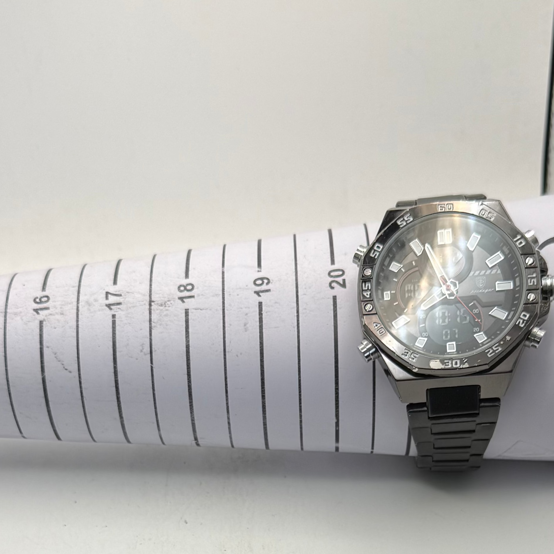 Poedagar Men's Ana-Digi Black Stainless Steel Watch 50mm (Fully Tested and Working)- £35.00