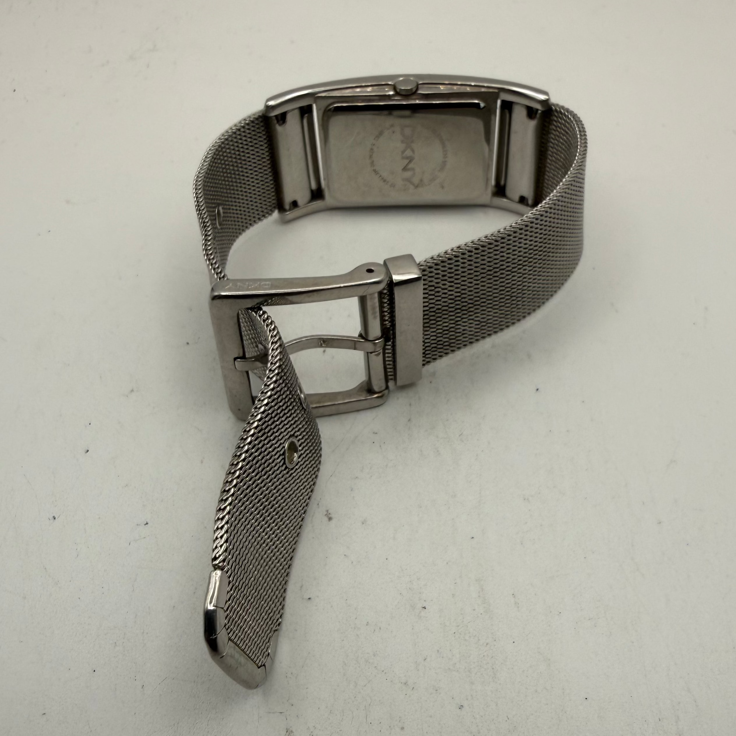 DKNY Ladies Silver Rectangular Mesh Bracelet Watch (Fully Tested and Working)- £25.00