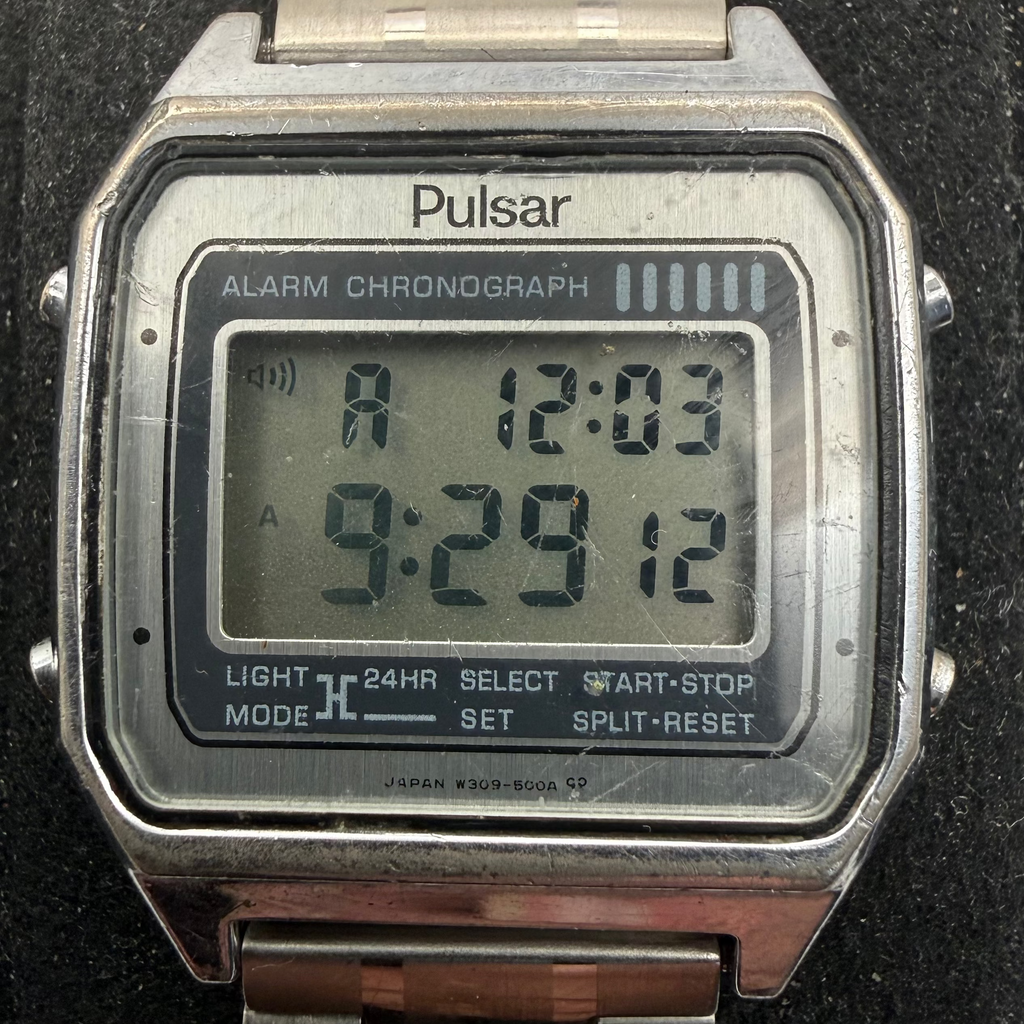 Vintage Pulsar Alarm Chronograph Digital Watch Stainless Steel (Fully Tested and Working)- £65.00