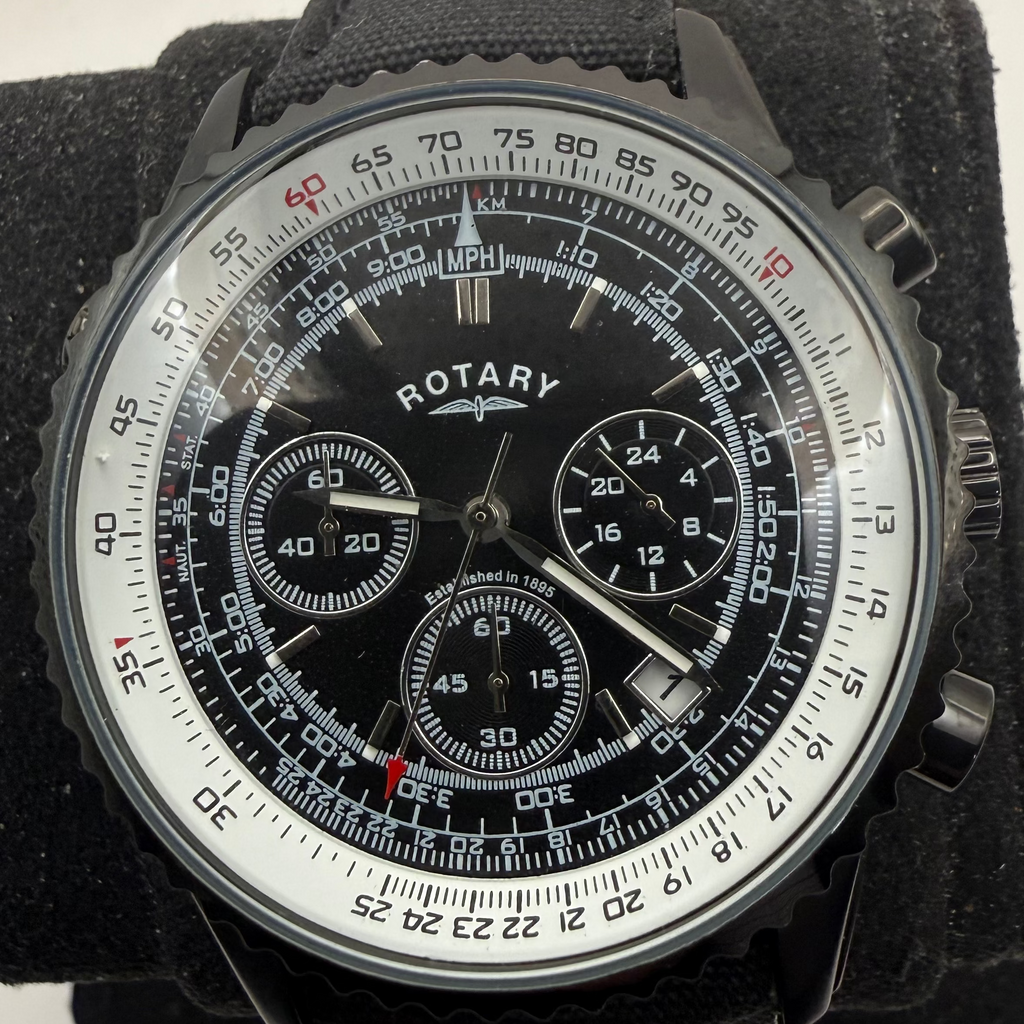 Rotary GS00212/04 Chronograph Men's Watch Black PVD 46mm (Fully Tested and Working)- £100.00