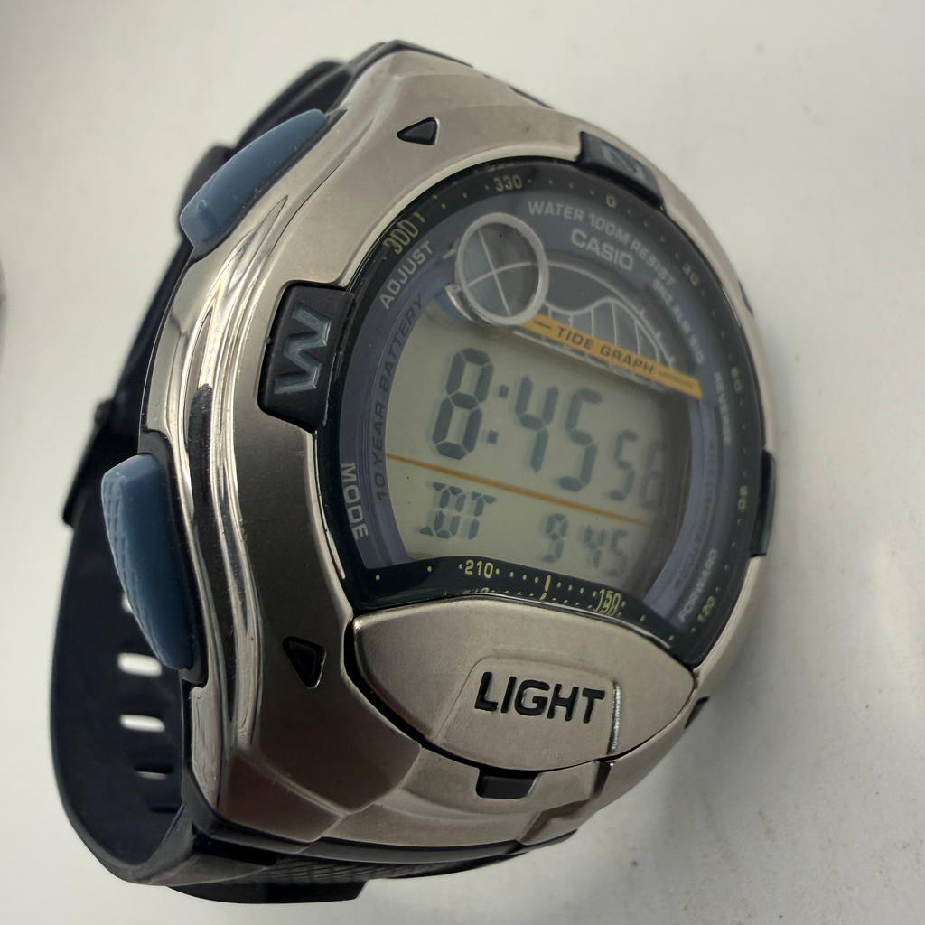 Casio Tide Graph Digital Watch 43mm 100M WR Alarm Chronograph New Battery (Fully Tested and Working)- £25.00