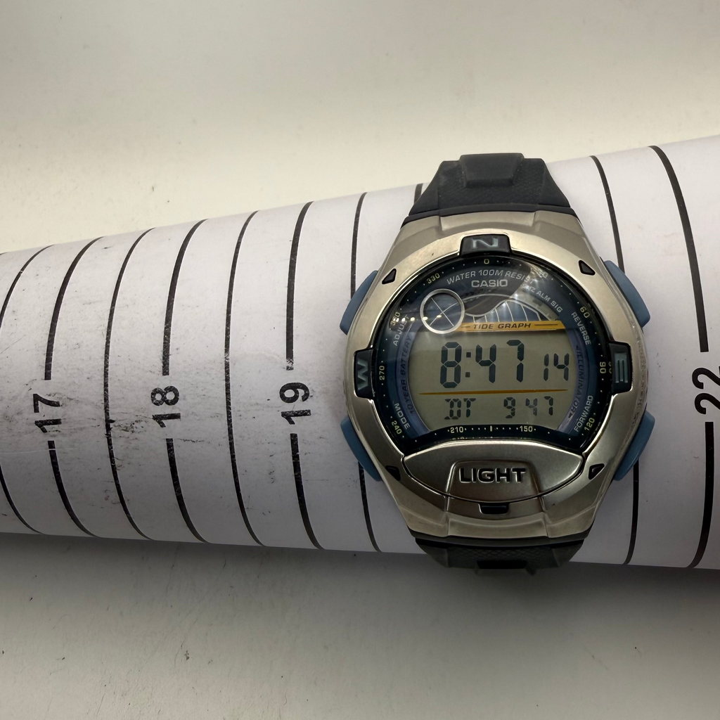 Casio Tide Graph Digital Watch 43mm 100M WR Alarm Chronograph New Battery (Fully Tested and Working)- £25.00