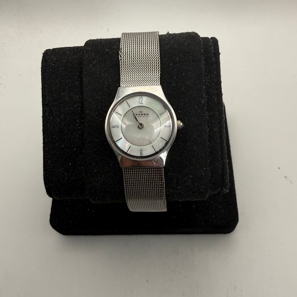 Skagen Denmark Ladies Stainless Steel Mesh Bracelet Watch Mother of Pearl Dial 233XSSS (Fully Tested and Working)- £25.00