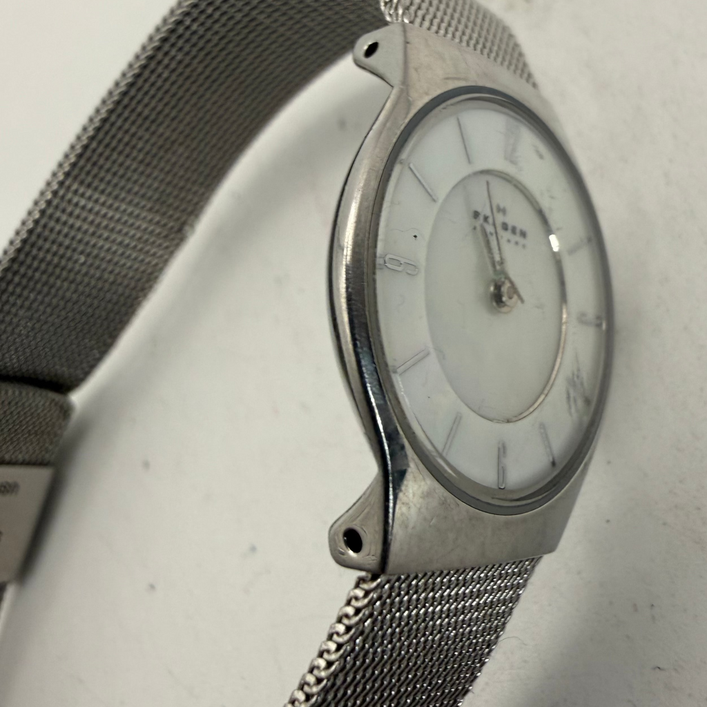 Skagen Denmark Ladies Stainless Steel Mesh Bracelet Watch Mother of Pearl Dial 233XSSS (Fully Tested and Working)- £25.00