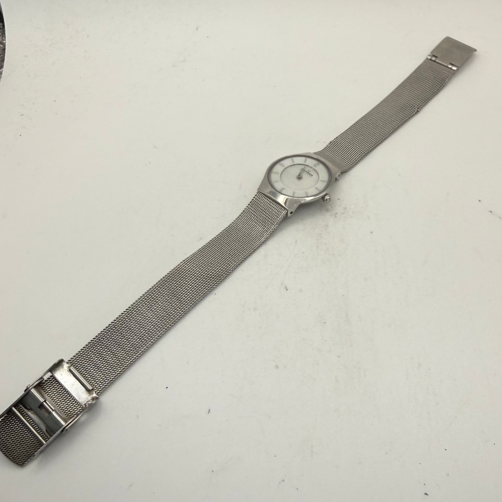 Skagen Denmark Ladies Stainless Steel Mesh Bracelet Watch Mother of Pearl Dial 233XSSS (Fully Tested and Working)- £25.00