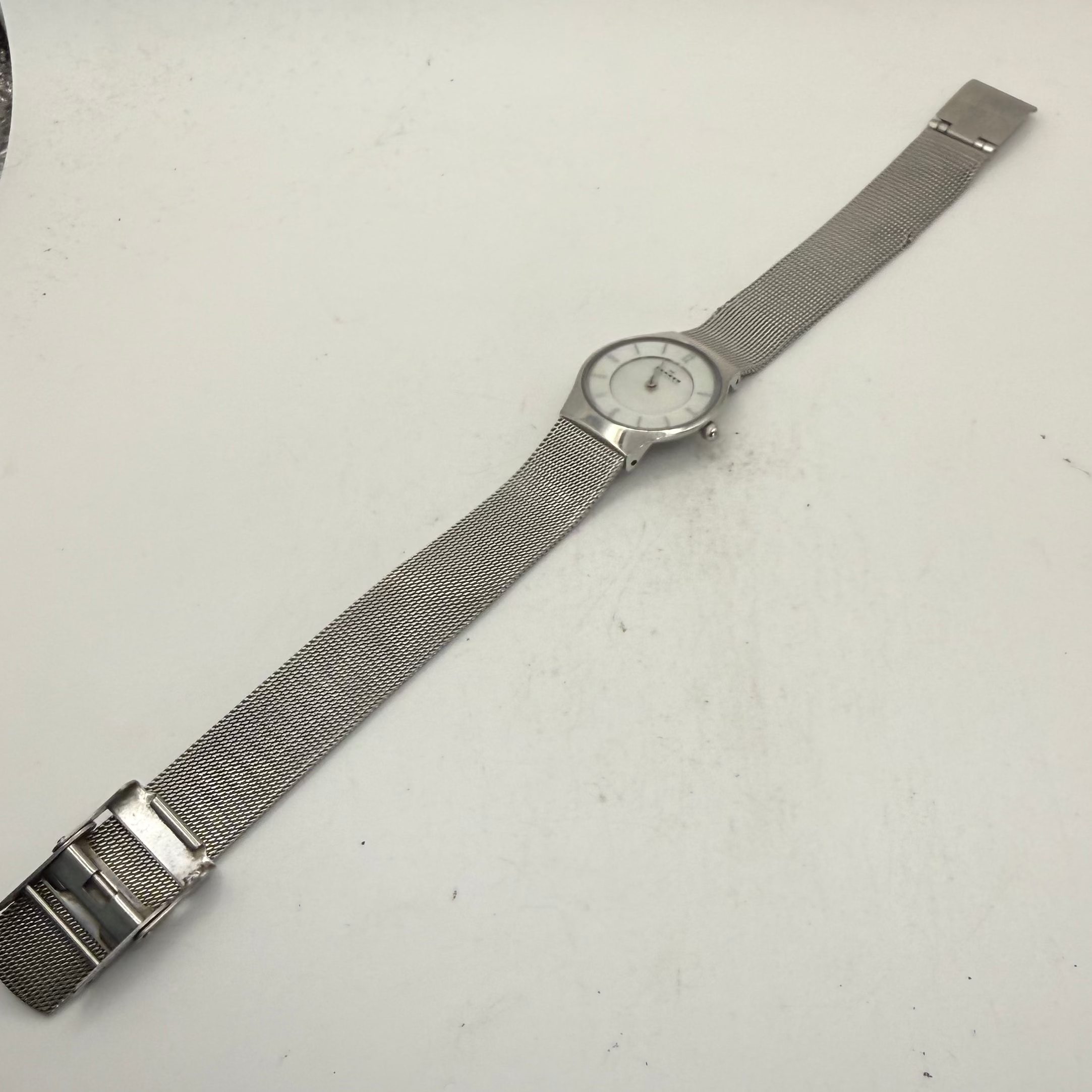 Skagen Denmark Ladies Stainless Steel Mesh Bracelet Watch Mother of Pearl Dial 233XSSS (Fully Tested and Working)- £25.00