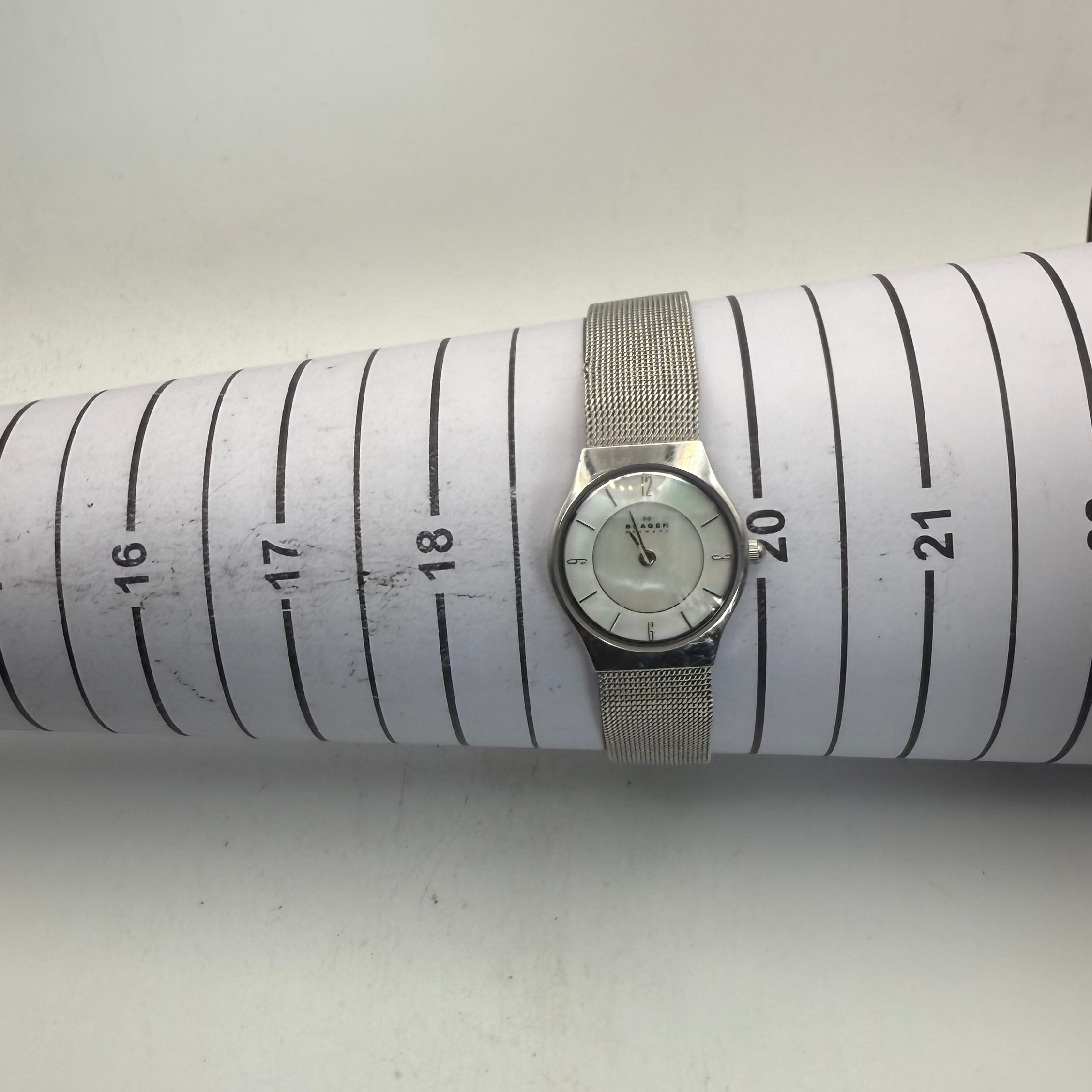 Skagen Denmark Ladies Stainless Steel Mesh Bracelet Watch Mother of Pearl Dial 233XSSS (Fully Tested and Working)- £25.00