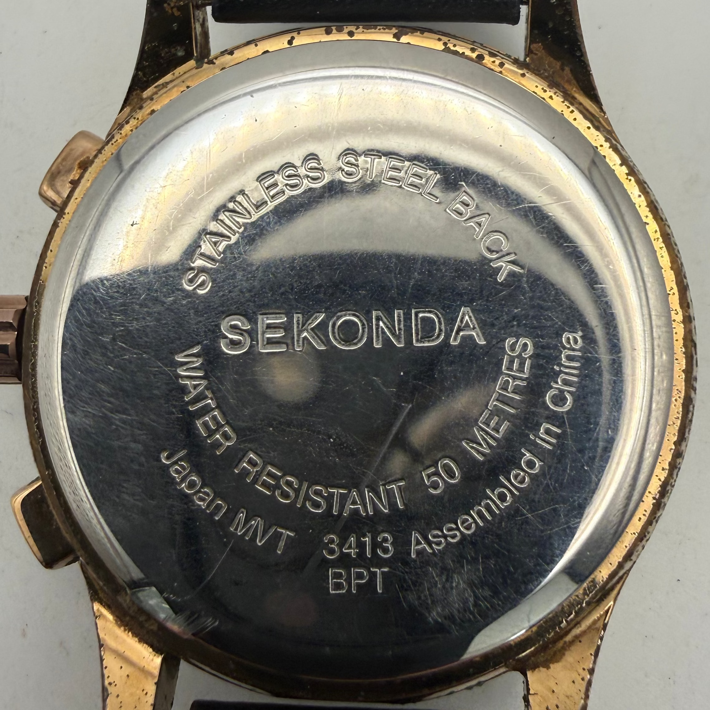 Sekonda Men's Chronograph Rose Gold Tone Black Dial Watch 46mm New Strap (Fully Tested and Working)- £45.00