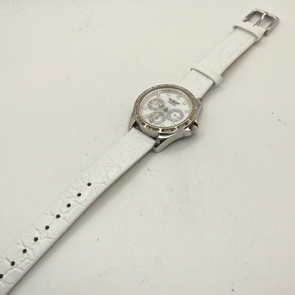 Aviator Ladies Crystal Multi-Function White Mother of Pearl Watch 37mm (Fully Tested and Working)- £35.00