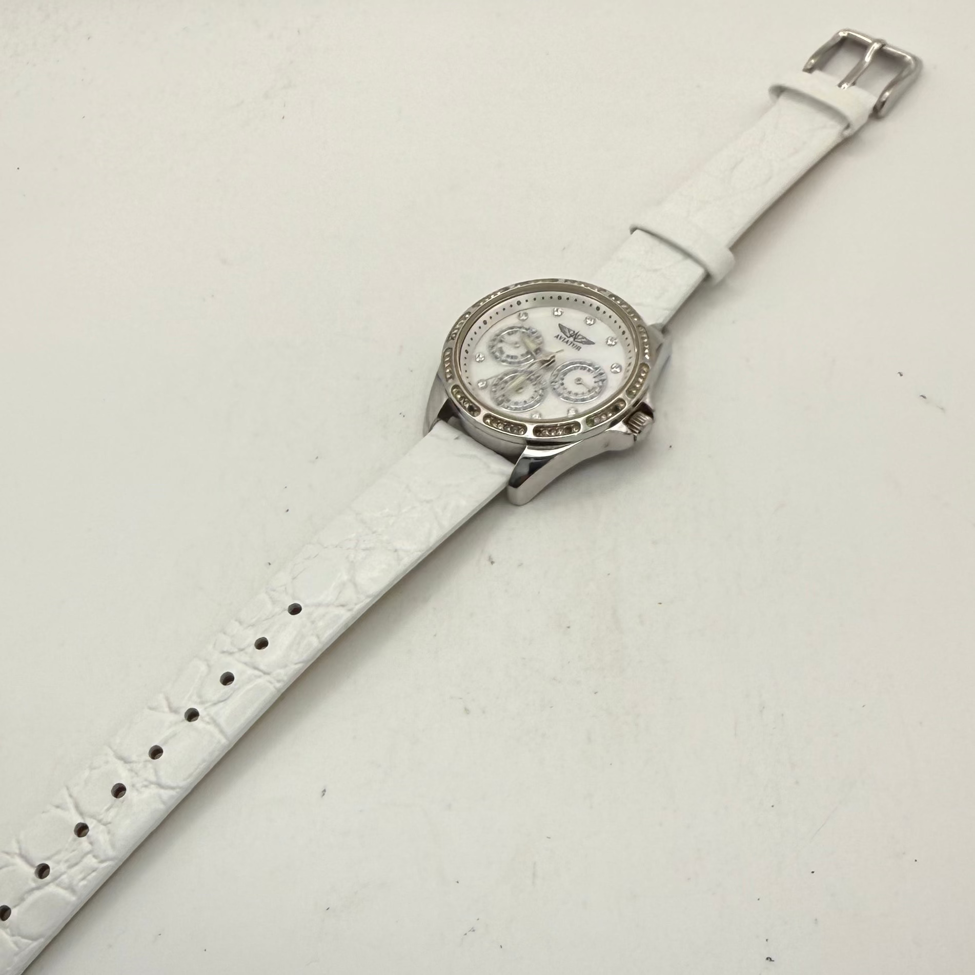 Aviator Ladies Crystal Multi-Function White Mother of Pearl Watch 37mm (Fully Tested and Working)- £35.00