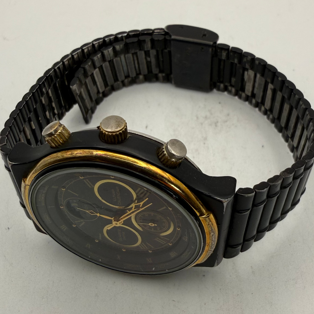 Sekonda Lunar Calendar Black & Gold Quartz Watch 40mm (Fully Tested and Working)- £25.00