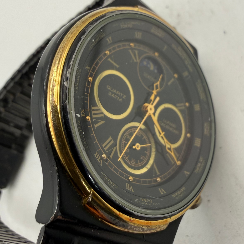 Sekonda Lunar Calendar Black & Gold Quartz Watch 40mm (Fully Tested and Working)- £25.00
