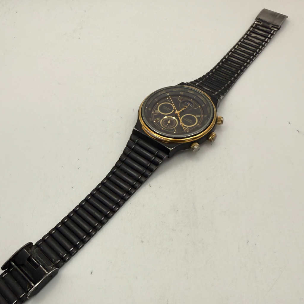Sekonda Lunar Calendar Black & Gold Quartz Watch 40mm (Fully Tested and Working)- £25.00