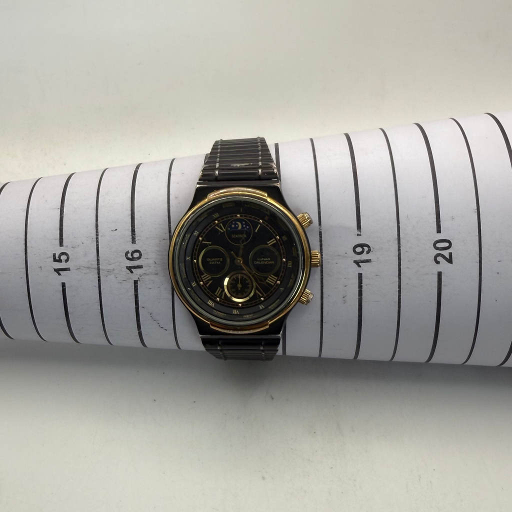 Sekonda Lunar Calendar Black & Gold Quartz Watch 40mm (Fully Tested and Working)- £25.00