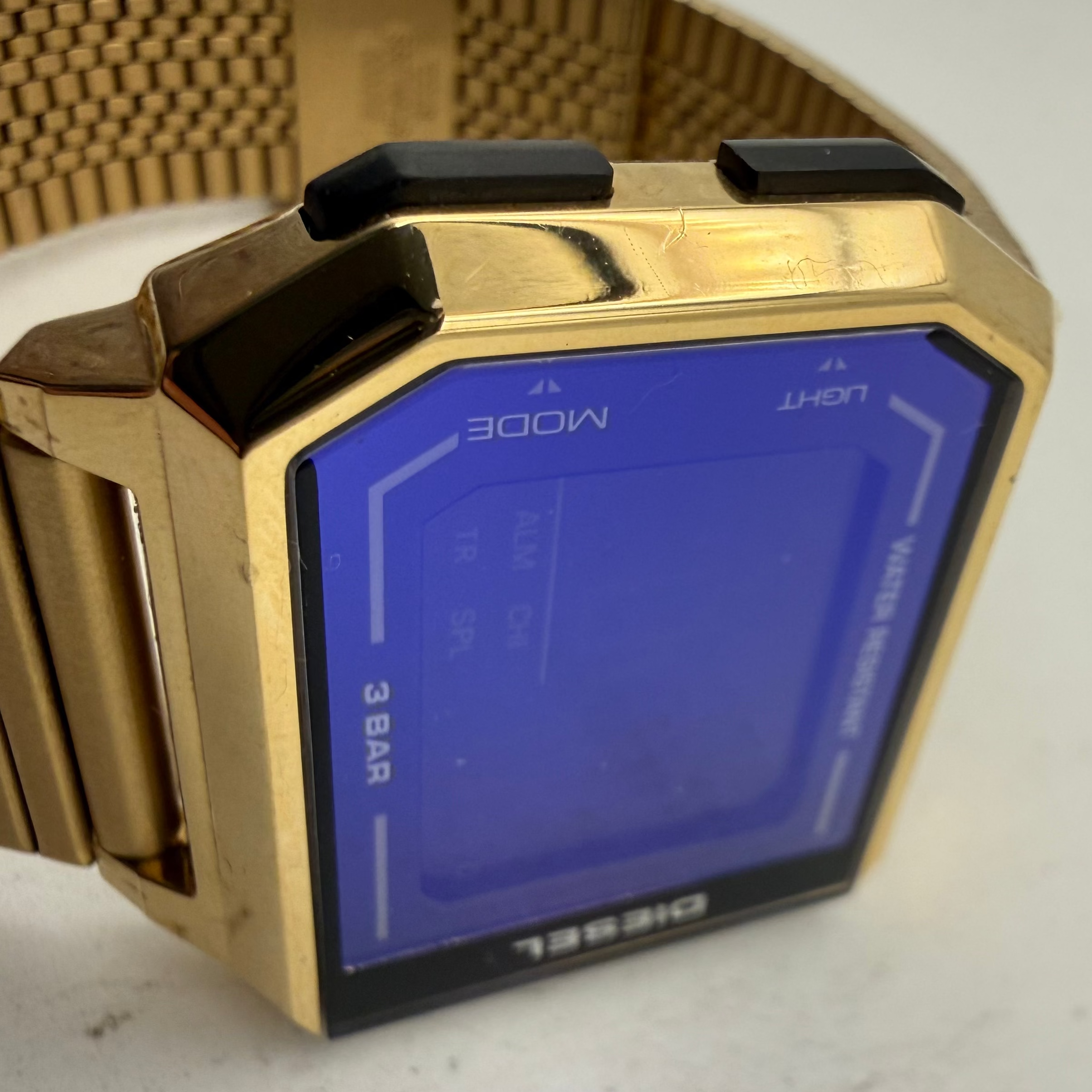 Diesel DZ-1969 Gold Tone Digital Watch Blue Crystal 35mm (Fully Tested and Working)- £40.00