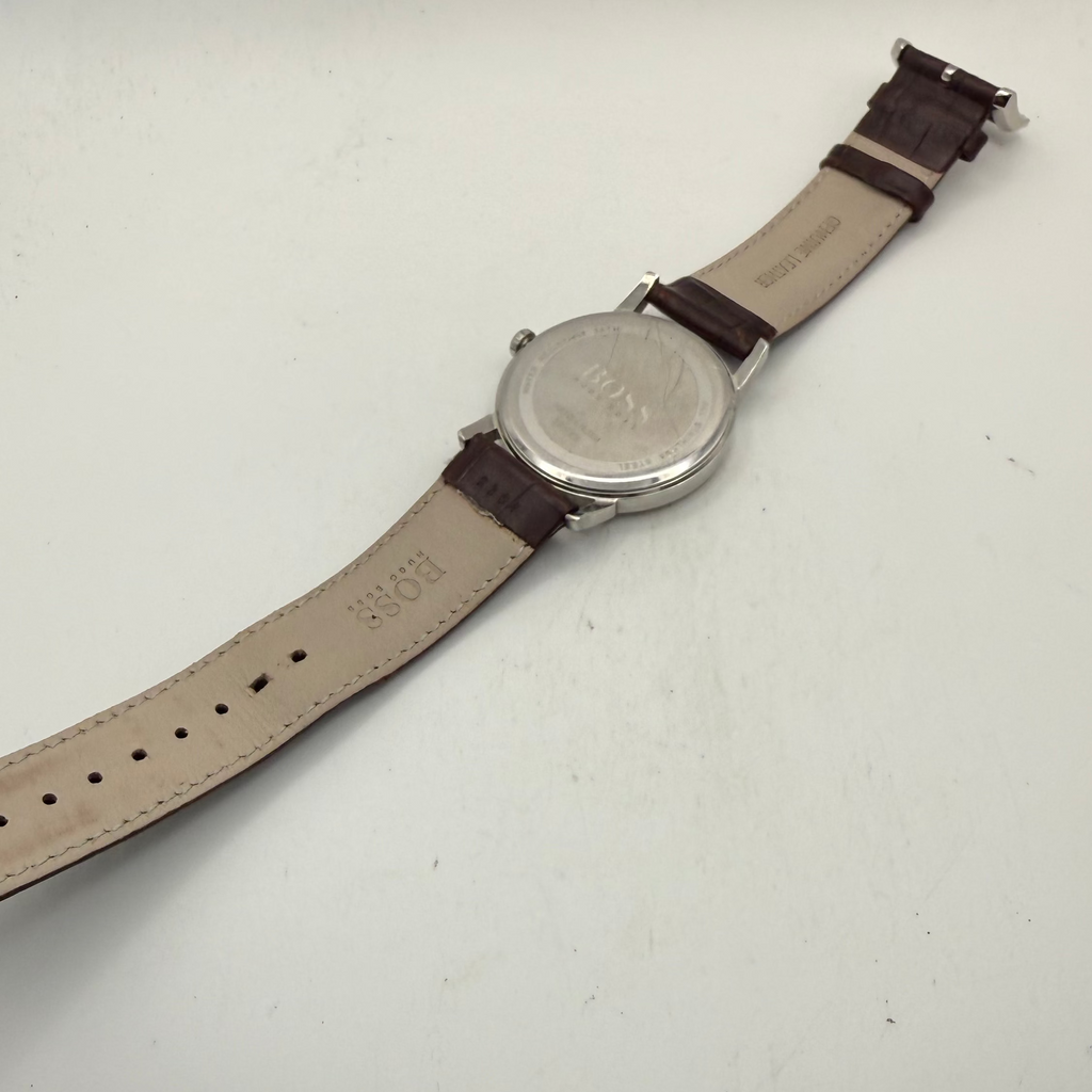 Hugo Boss Men's Silver Dial Date Leather Strap Watch 43mm (Fully Tested and Working)- £30.00