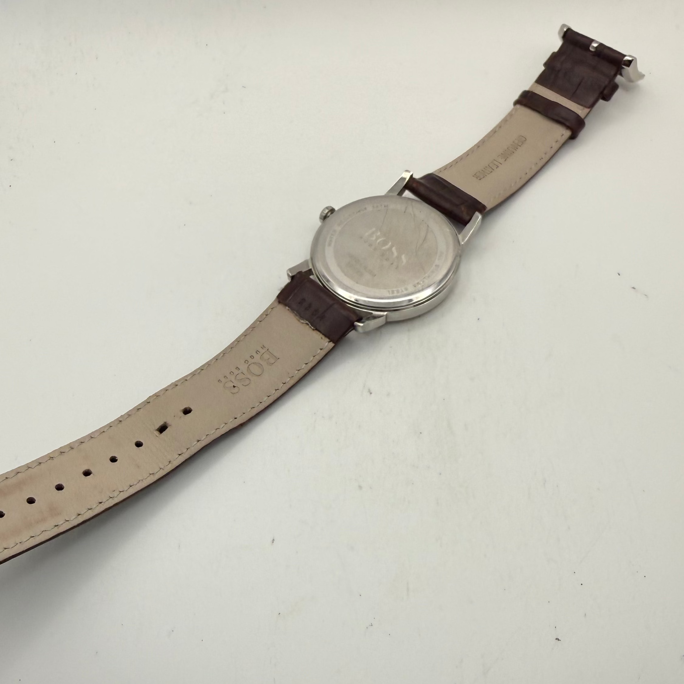 Hugo Boss Men's Silver Dial Date Leather Strap Watch 43mm (Fully Tested and Working)- £30.00