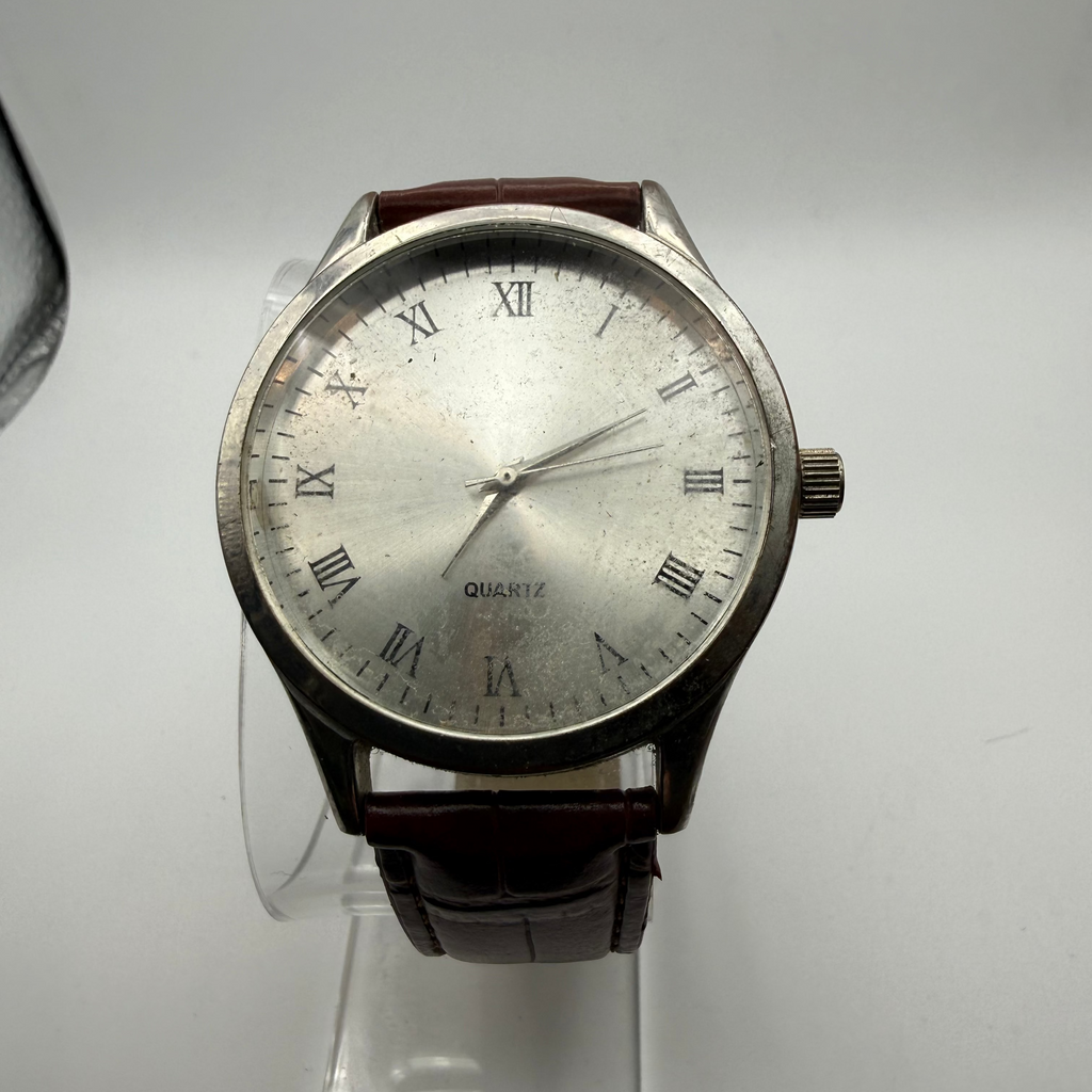 Minimalist Quartz Dress Watch – Roman Numeral Dial – Brown Leather Strap- £16.99
