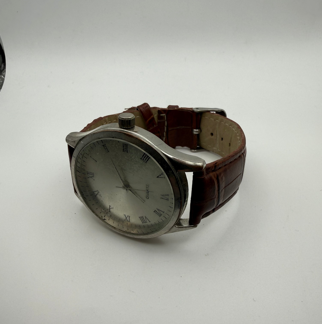 Minimalist Quartz Dress Watch – Roman Numeral Dial – Brown Leather Strap- £16.99