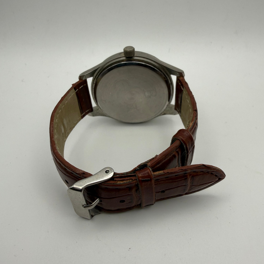 Minimalist Quartz Dress Watch – Roman Numeral Dial – Brown Leather Strap- £16.99