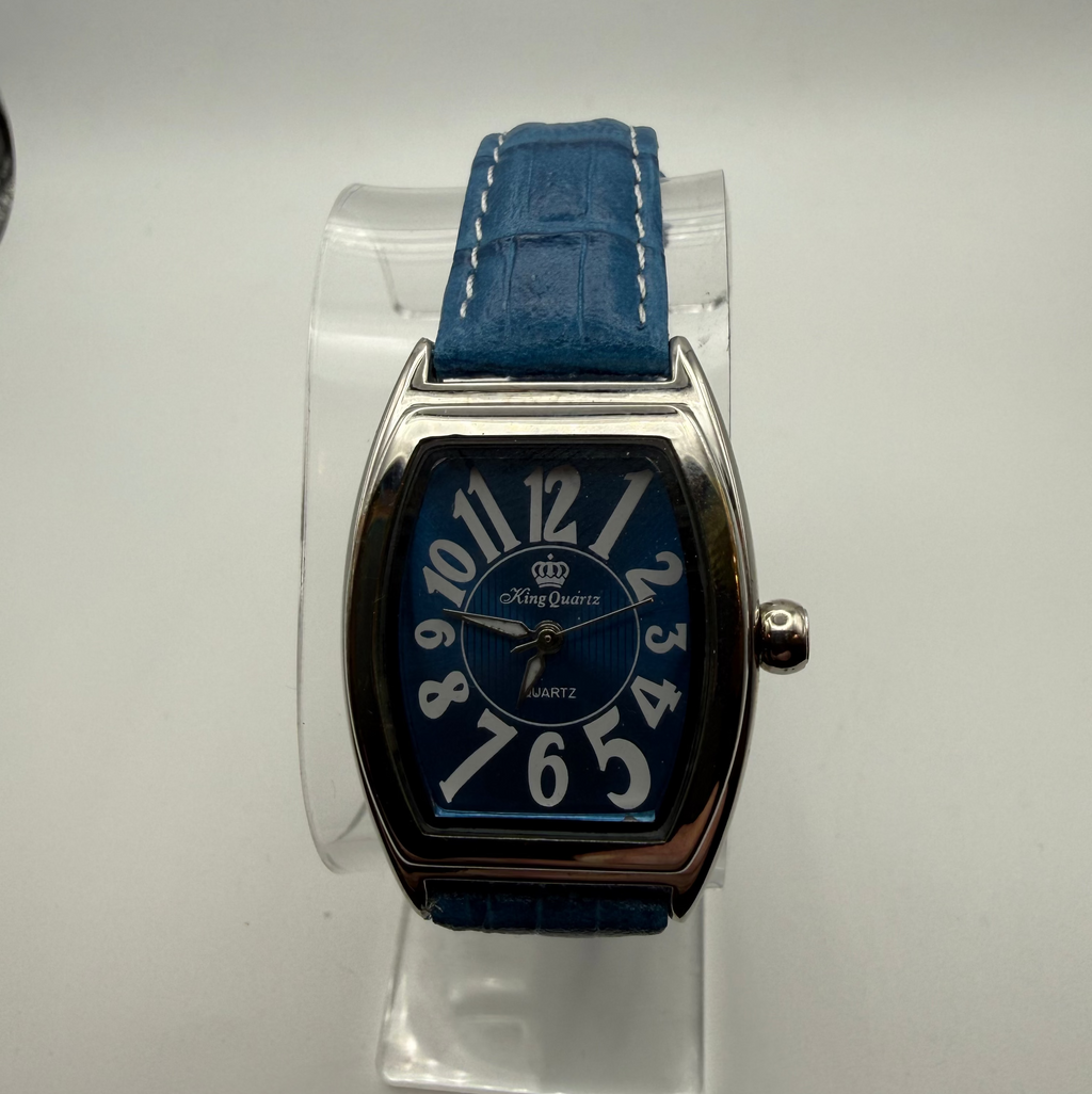King Quartz Tonneau Blue Dial Watch- £19.99