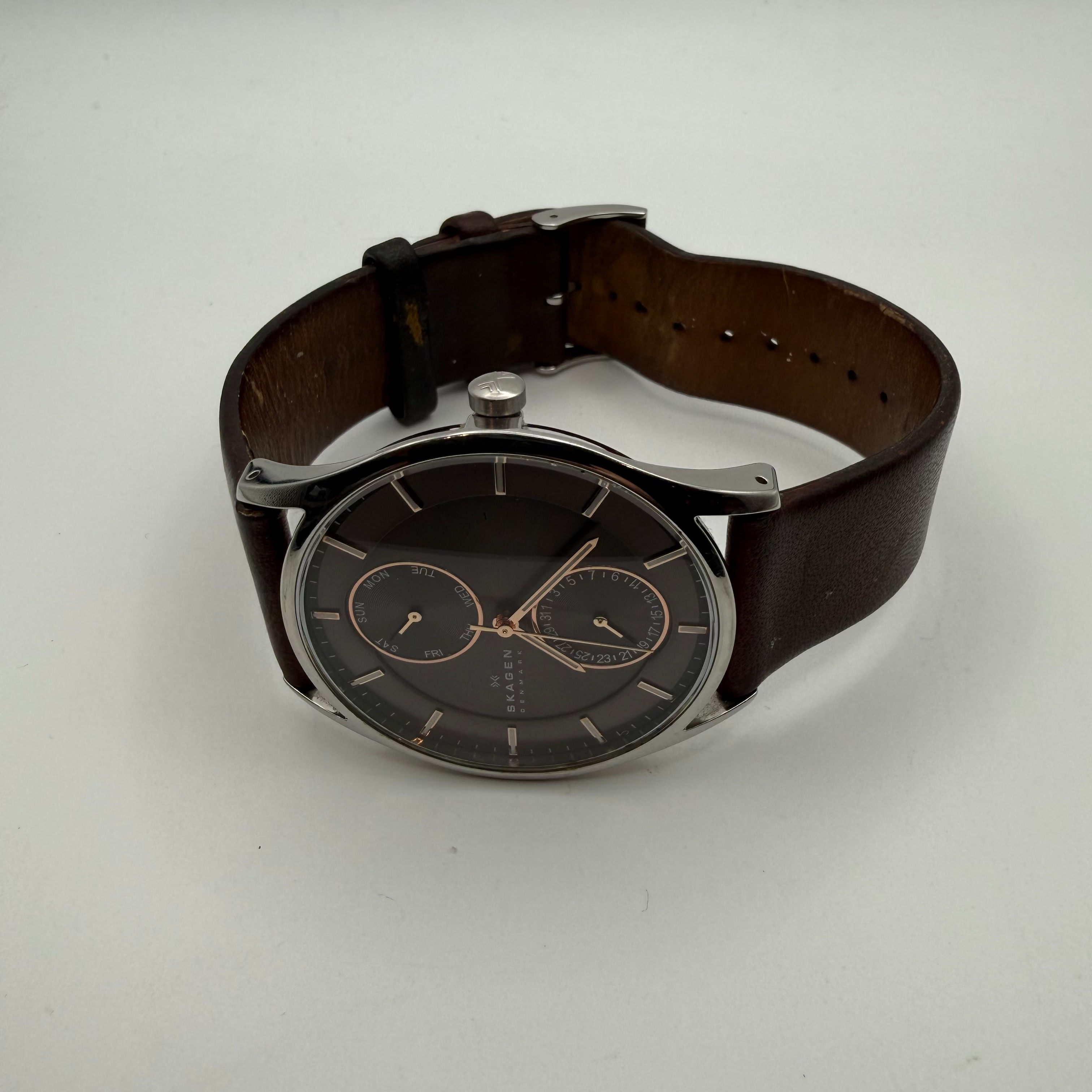 Skagen Denmark SKW6086 Multifunction Grey Dial Watch – Brown Leather Stra- £49.99