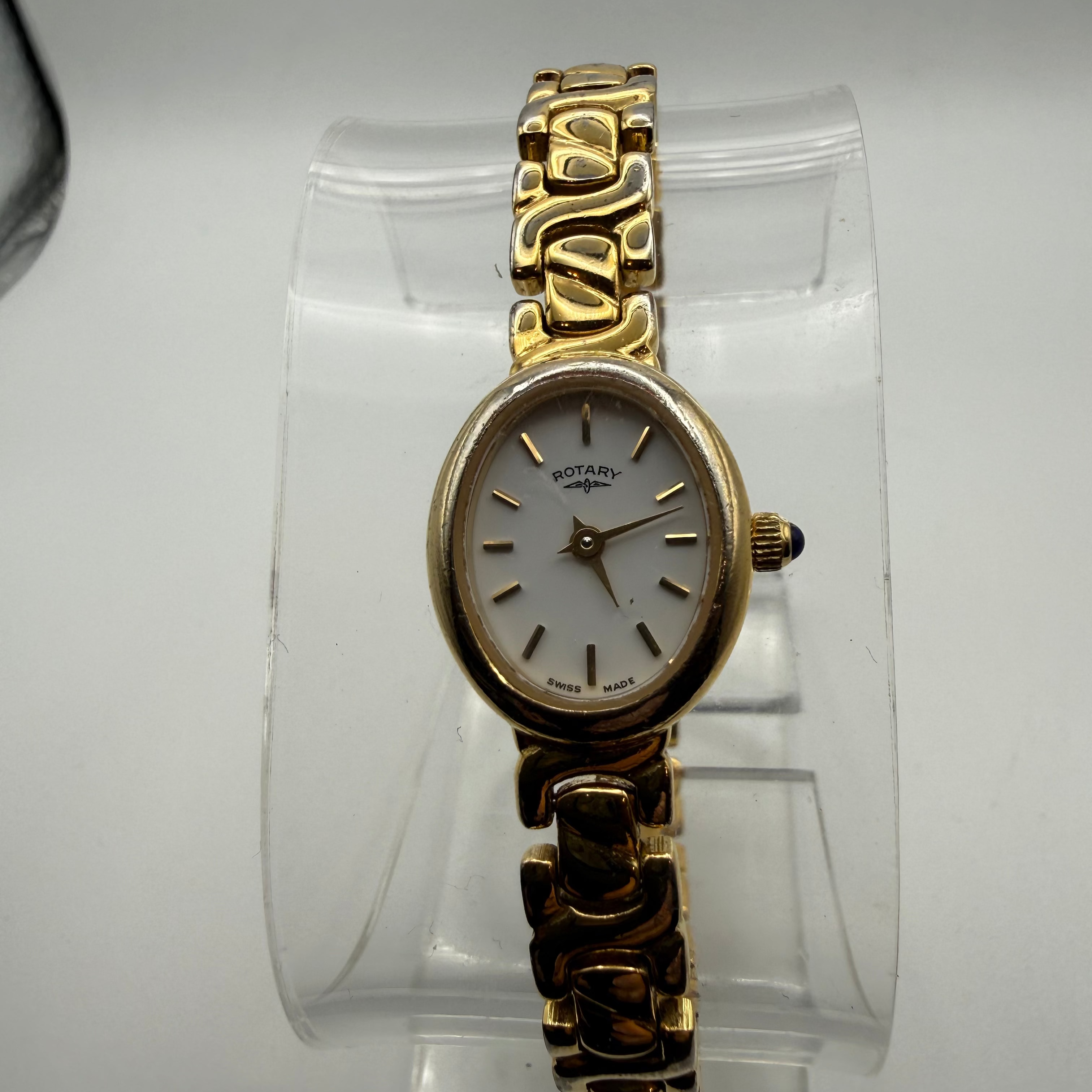 Rotary Ladies Swiss Made Gold Tone Bracelet Watch Ref 486 – Oval Dial – Boxed – New Battery- £29.99