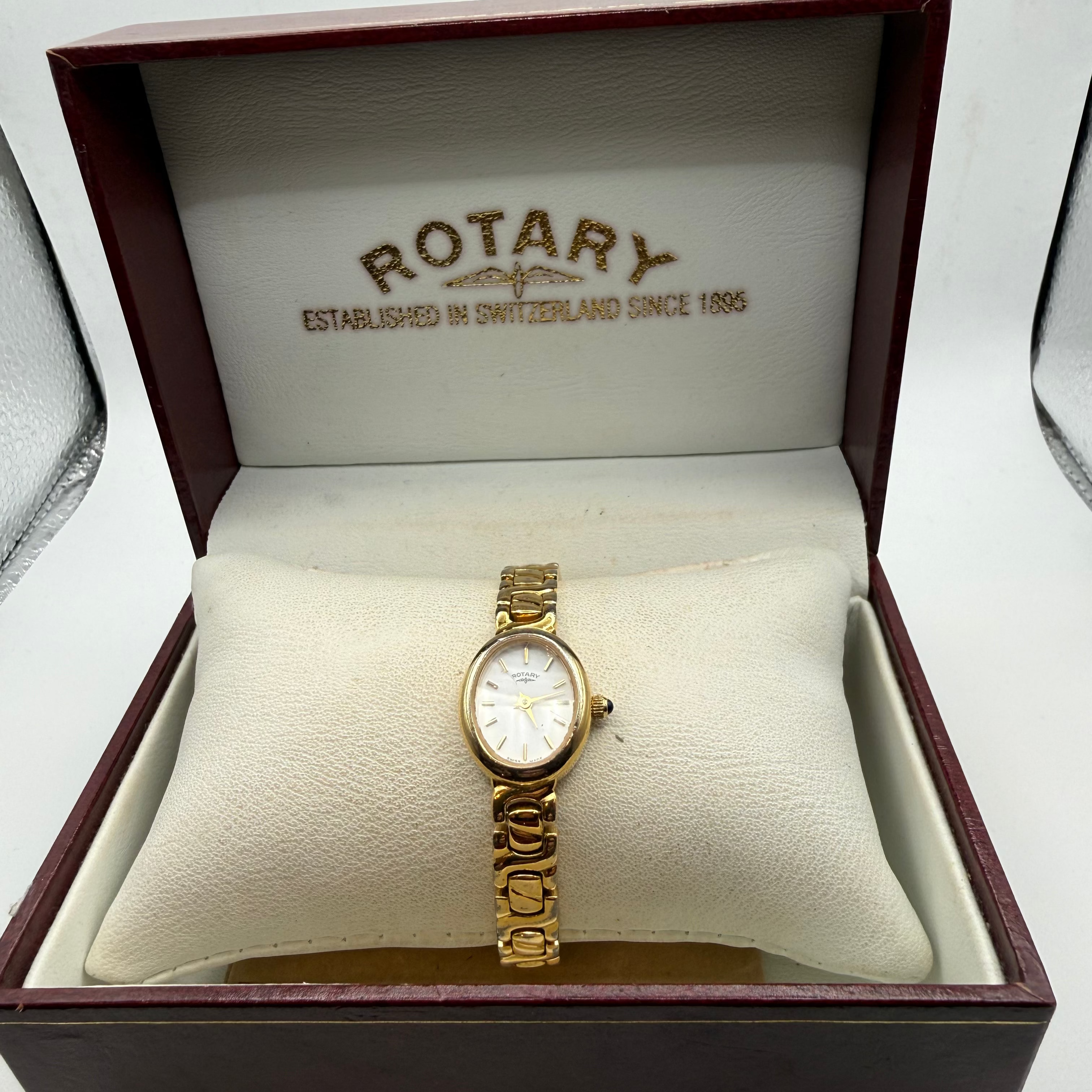 Rotary Ladies Swiss Made Gold Tone Bracelet Watch Ref 486 – Oval Dial – Boxed – New Battery- £29.99