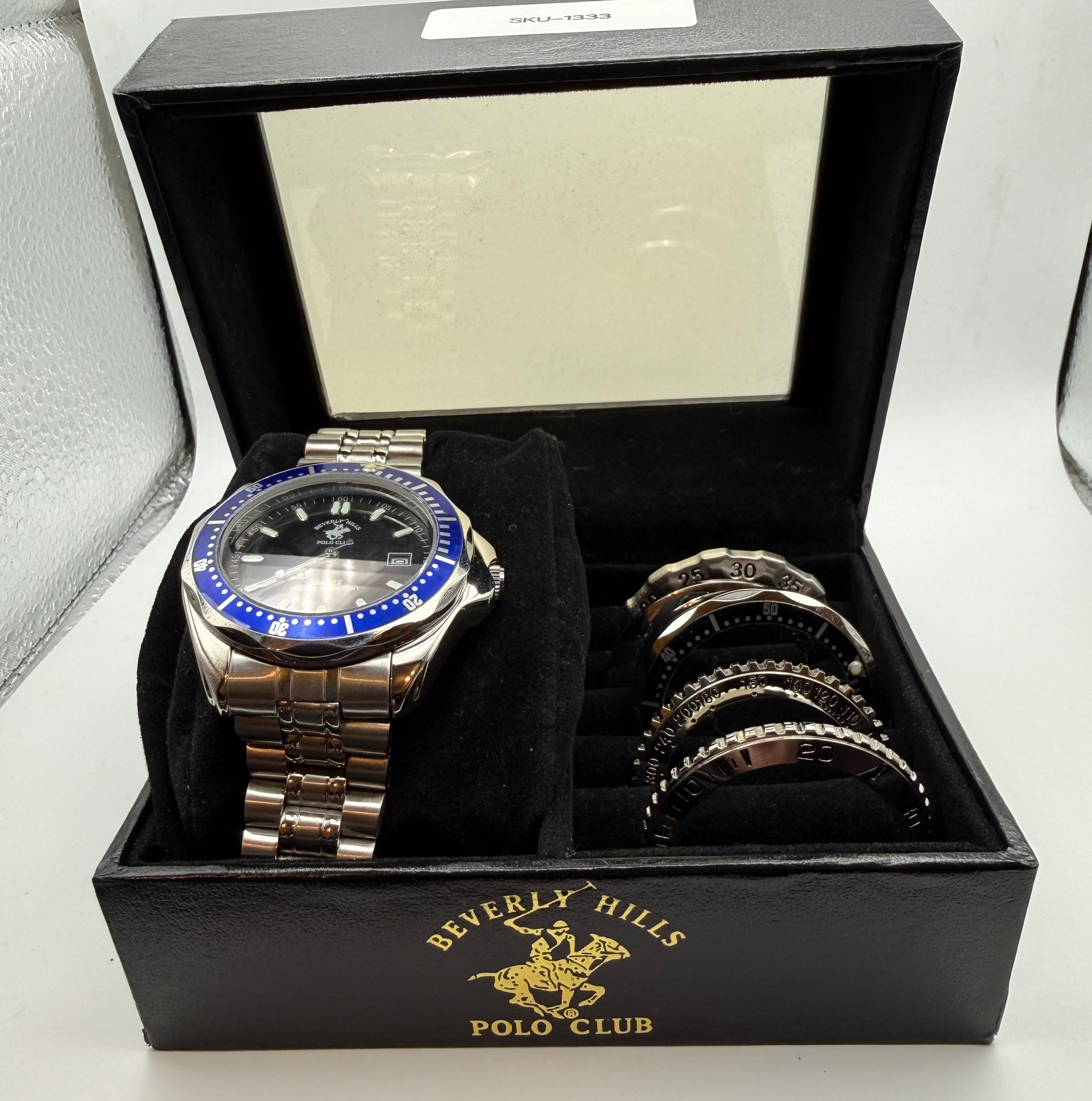 Beverly Hills Polo Club BPW2641 Blue Bezel Quartz Watch- £29.99