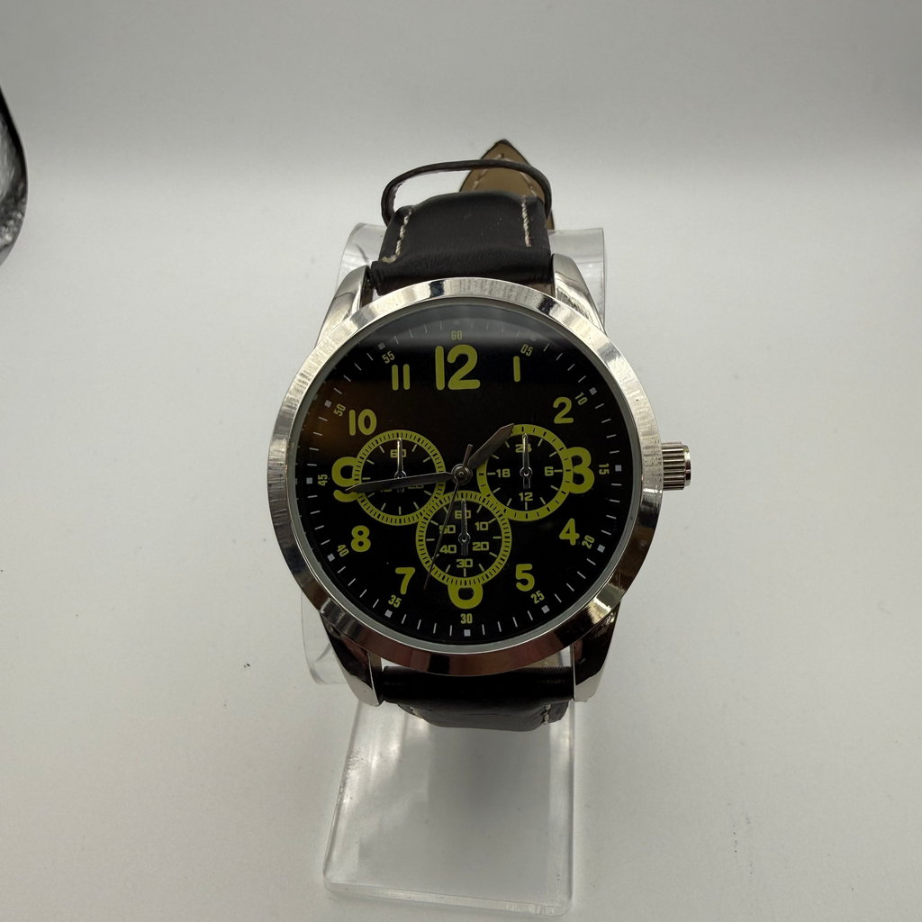 George Black Dial Men’s Strap Watch – Black Leather Strap- £4.99