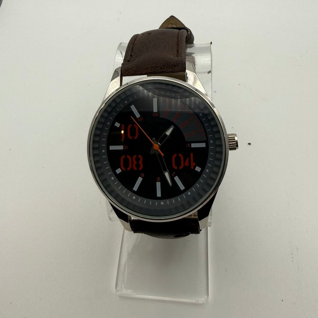 George. London Mens Watch – Black Dial with Brown Leather Strap- £4.99