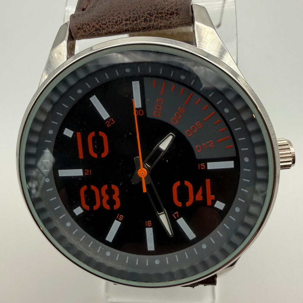 George. London Mens Watch – Black Dial with Brown Leather Strap- £4.99