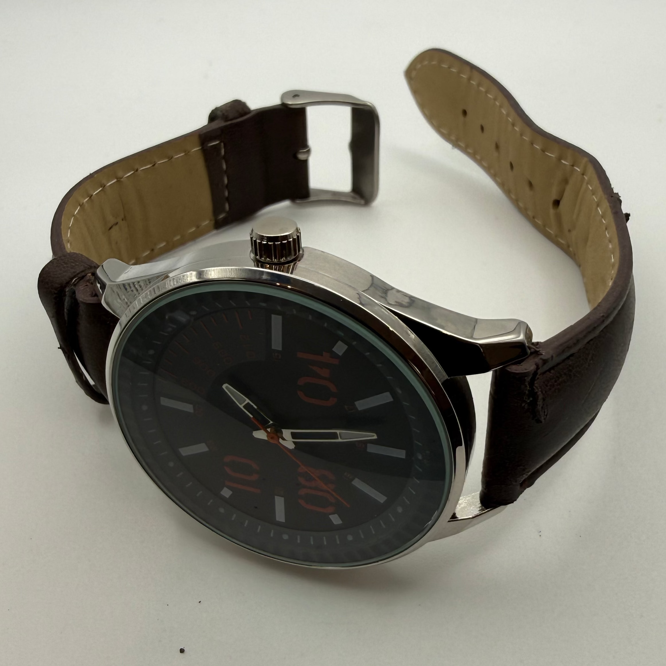 George. London Mens Watch – Black Dial with Brown Leather Strap- £4.99