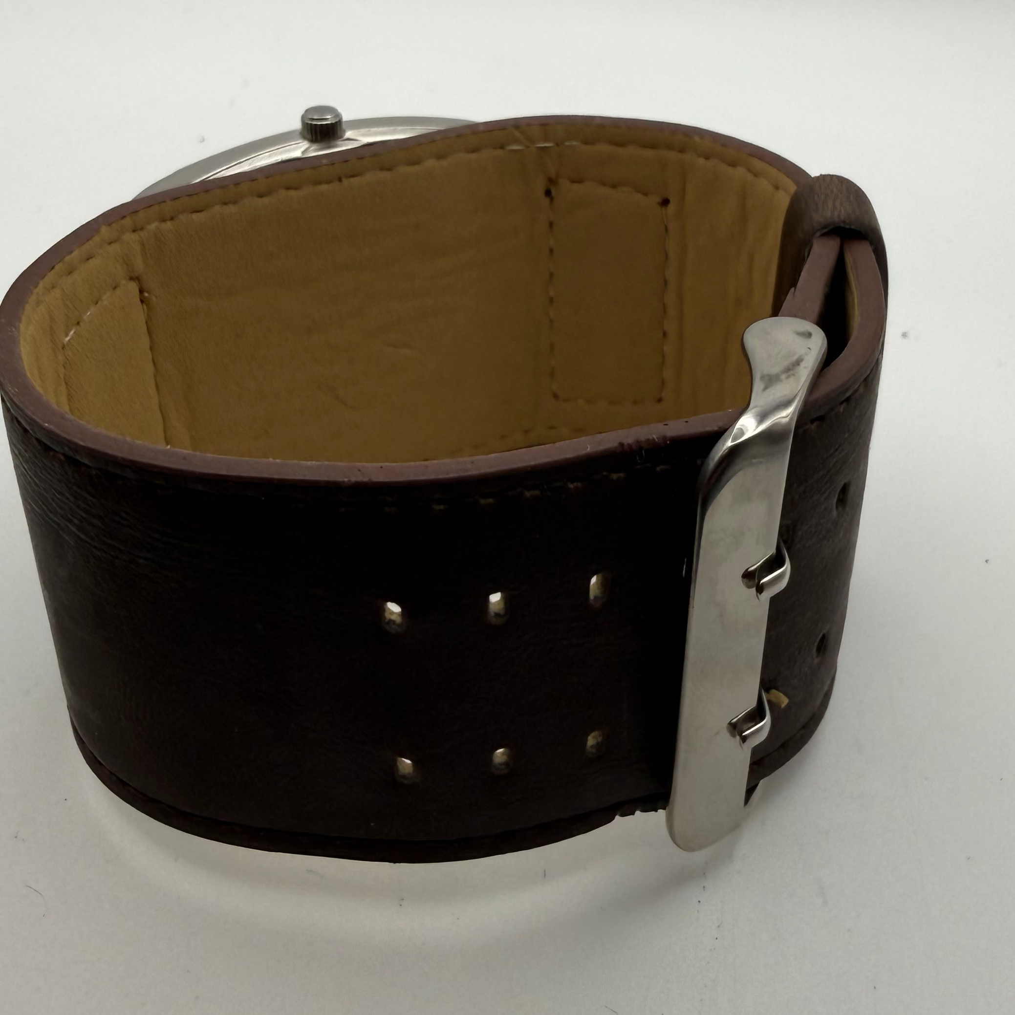 George Men’s Wide Strap Fashion Watch – Brown Leather Cuff Style- £4.99