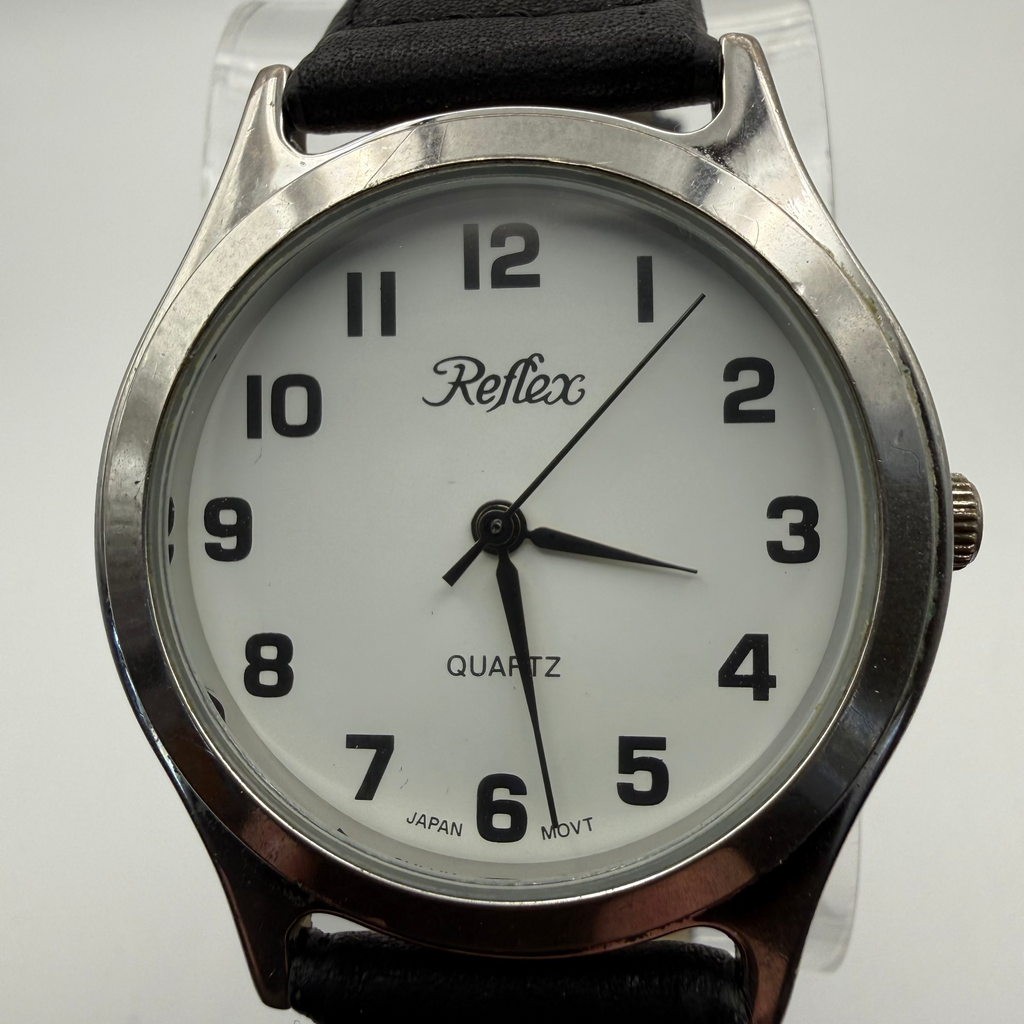 Reflex Quartz White Dial Watch – Black Strap- £9.99