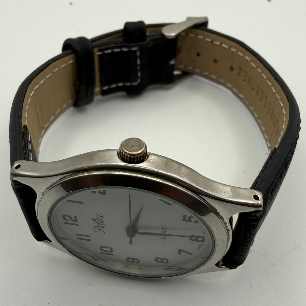 Reflex Quartz White Dial Watch – Black Strap- £9.99