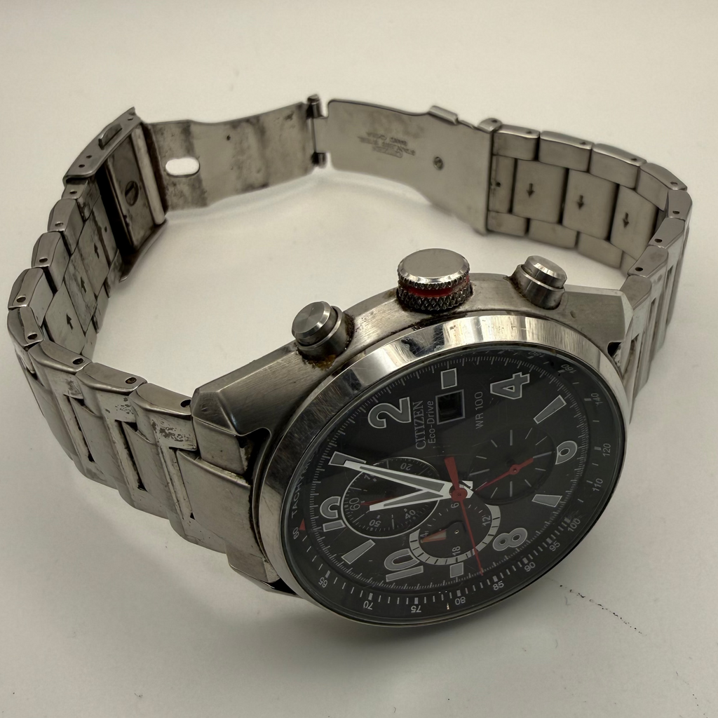 Citizen Eco-Drive Chronograph WR100 Black Dial Stainless Steel Men’s Watch- £139.95