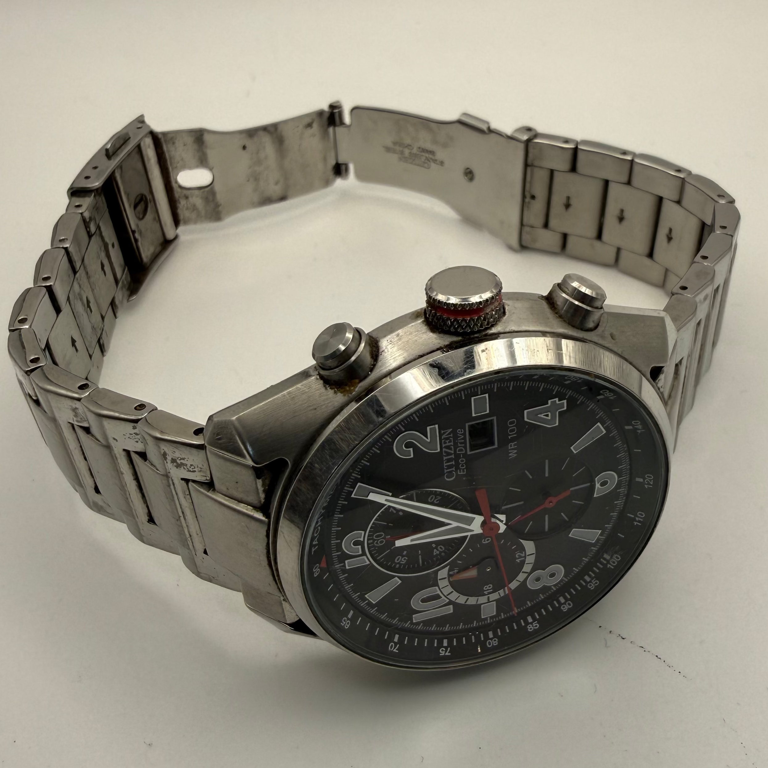 Citizen Eco-Drive Chronograph WR100 Black Dial Stainless Steel Men’s Watch- £139.95
