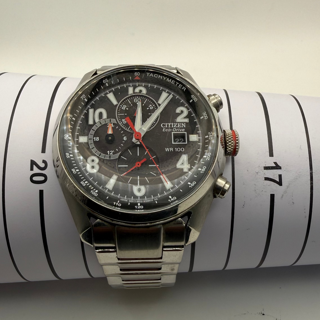 Citizen Eco-Drive Chronograph WR100 Black Dial Stainless Steel Men’s Watch- £139.95