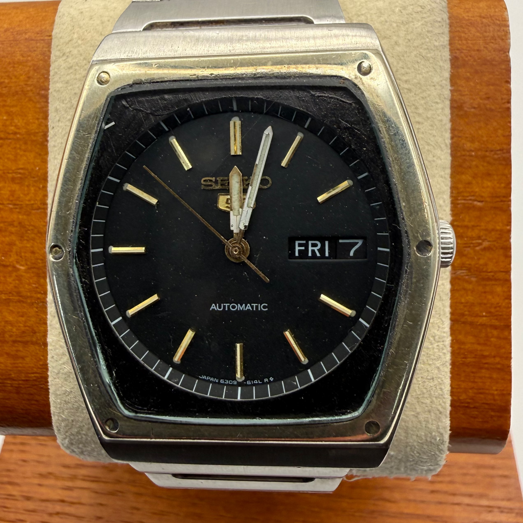Seiko 5 Automatic Vintage Men’s Watch 2206-8004 Black Gold Dial Day-Date